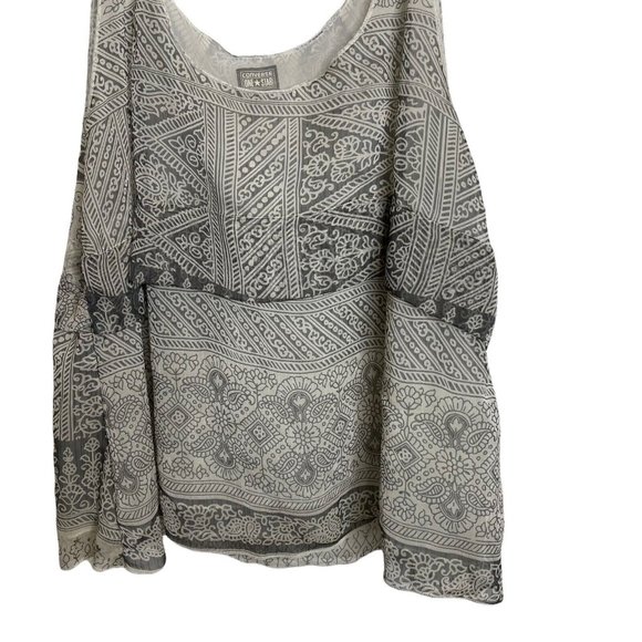 Converse One Star Layered Semi-Sheer Adjustable Tie Straps Grey & White Womens L - Picture 6 of 12